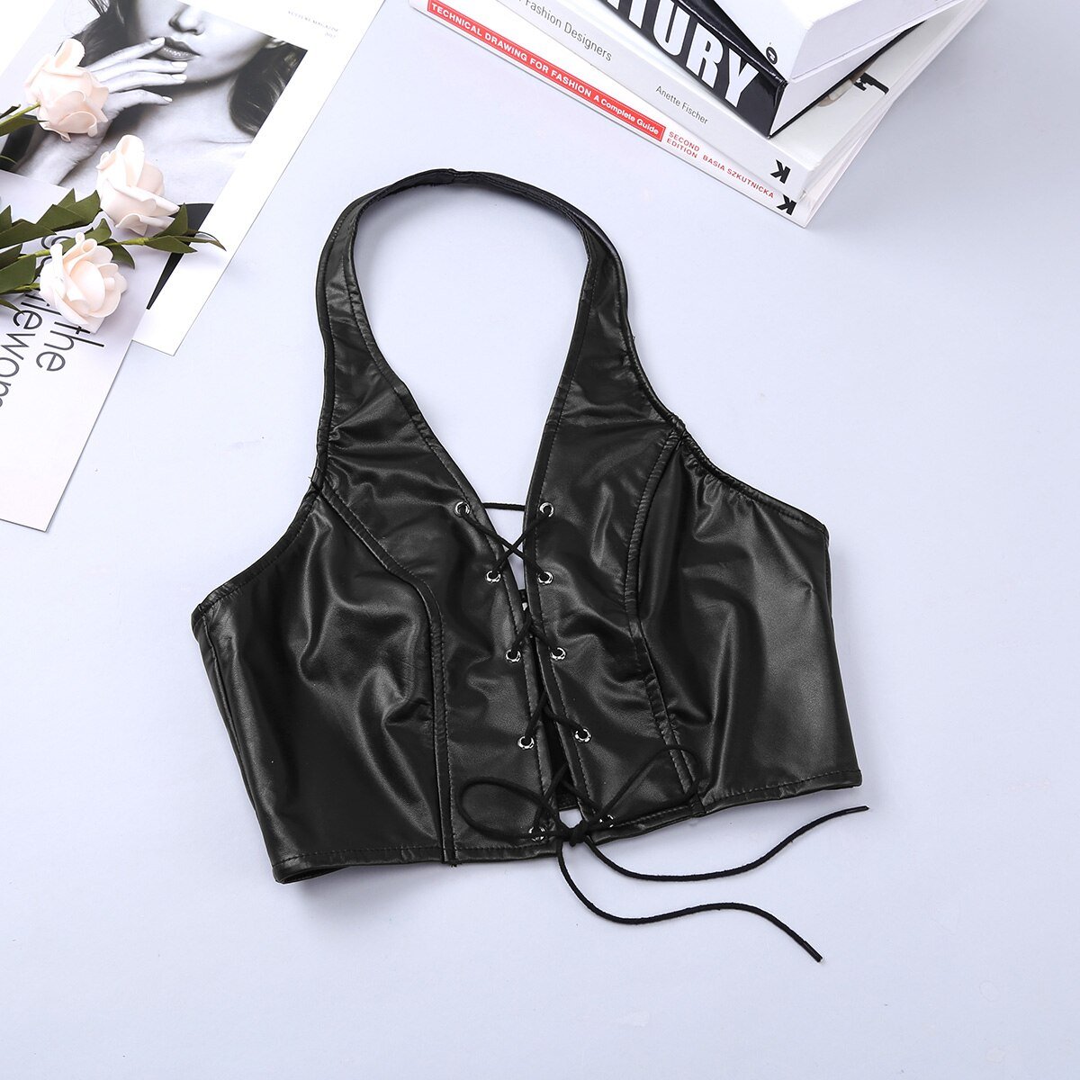 Women Vintage Faux Leather Clothing / Sexy Lace-Up Underwear for Women in Rock Style