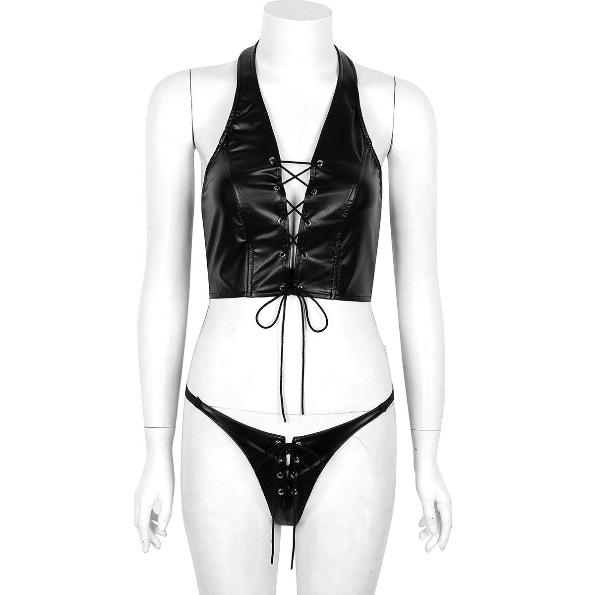 Women Vintage Faux Leather Clothing / Sexy Lace-Up Underwear for Women in Rock Style