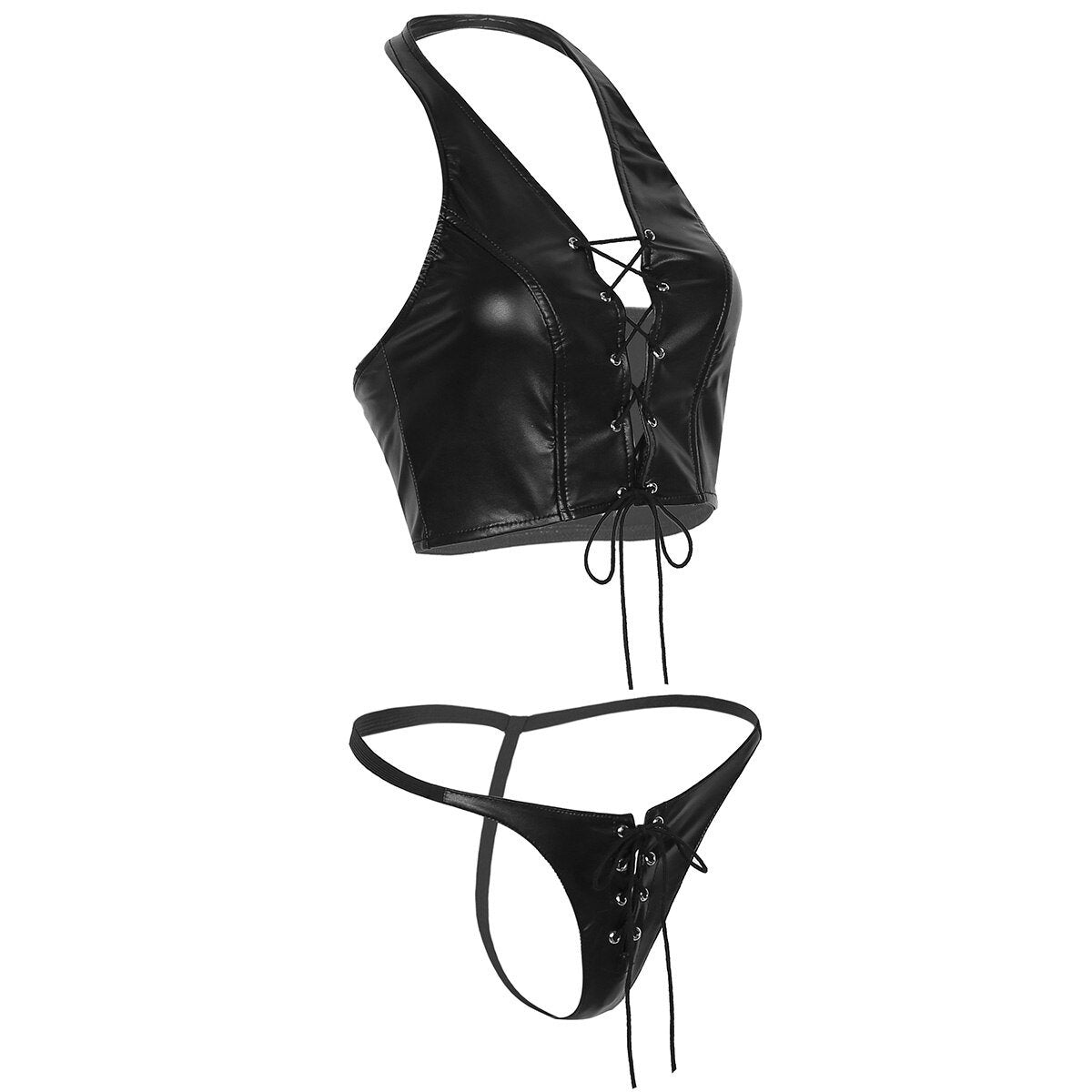 Women Vintage Faux Leather Clothing / Sexy Lace-Up Underwear for Women in Rock Style